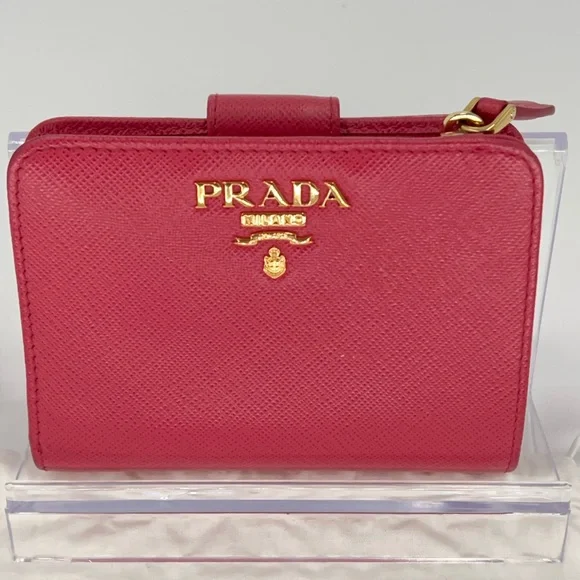 Prada Vibrant Pink Saffiano Leather Bifold Wallet Great Condotion w/Dust Bag - Picture 3 of 13